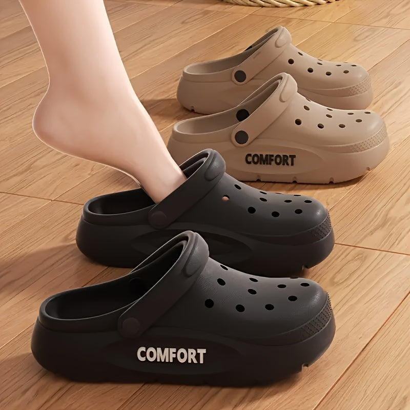 Women's EVA Clogs Slip-On Shoes Comfortable Indoor Outdoor Beige Black