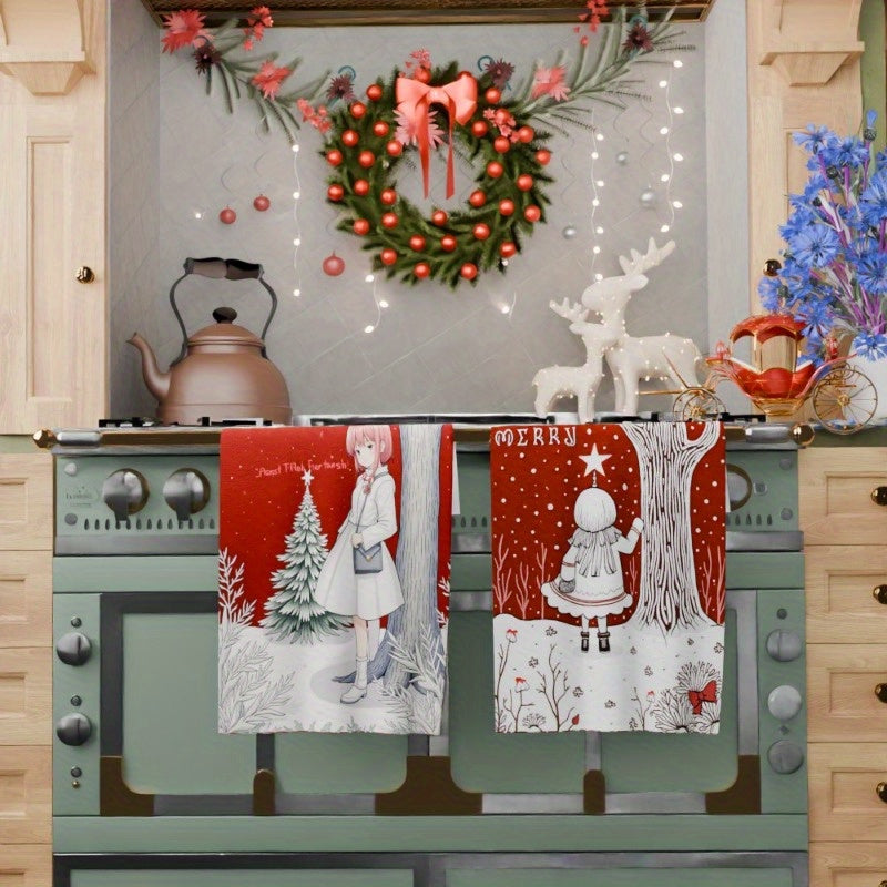 Christmas Kitchen Towels Set 18x66cm Soft Merry Christmas Decor
