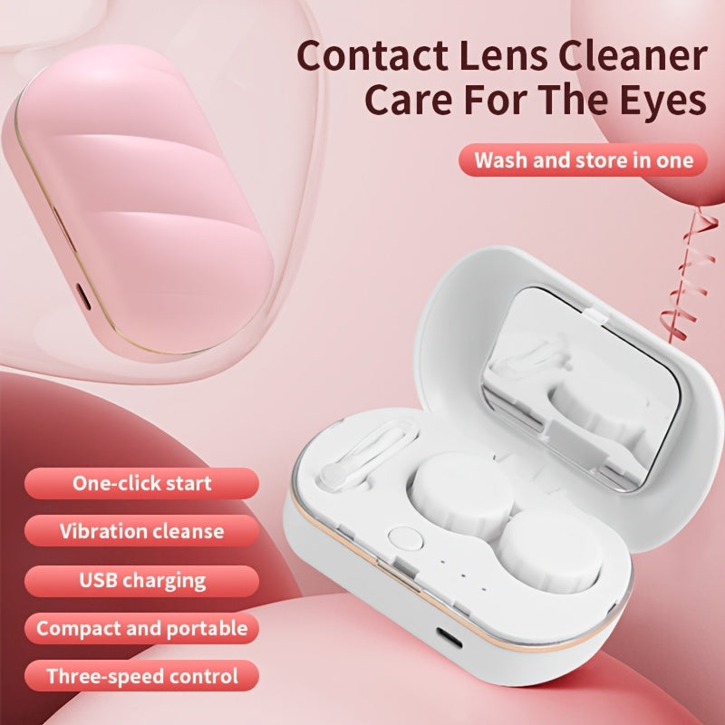 Limpiador de lentes de contacto con temporizador LED, limpieza automática, 4 velocidades, portátil, carga USB