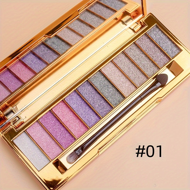 Women Glitter Eyeshadow Palette 12 Colors High Pigment Portable Makeup