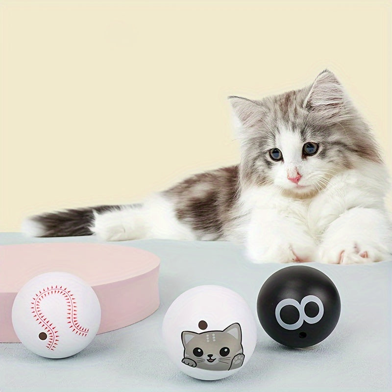 Interactive Cat Toy Ball Silicone Soundless Battery-Free for All Breeds
