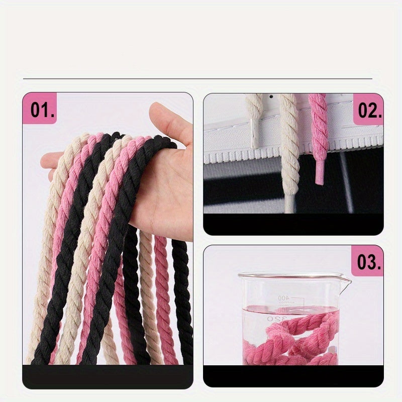 Unisex Braided 8mm Shoelaces 120cm Solid Color Casual Sports