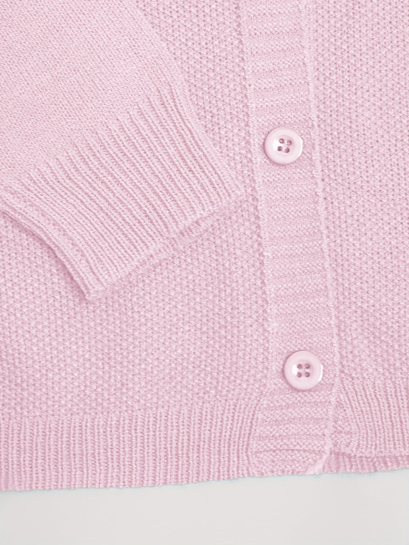 Cárdigan casual de punto para mujer talla grande rosa con botones y bolsillos