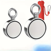Double-Sided Round Neodymium Fishing Magnet with Ring High Pull Force Salvage Recovery 1 Pack