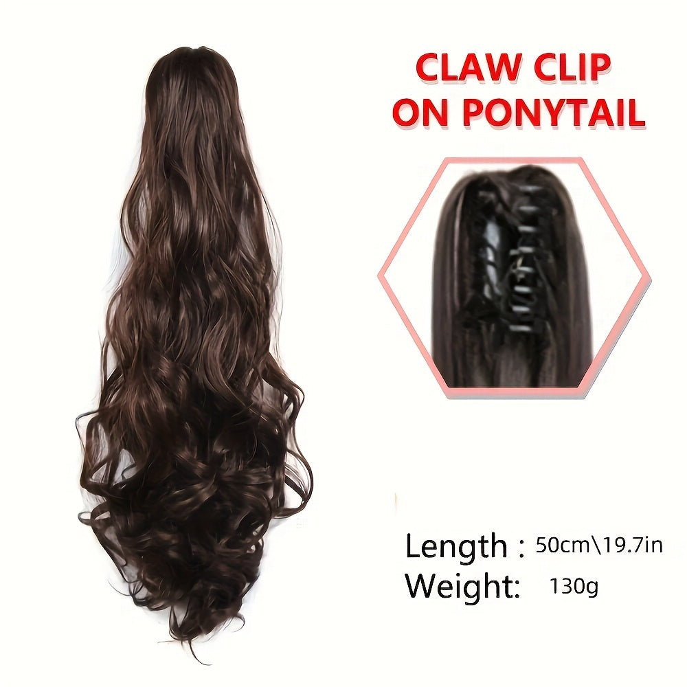 Synthetic Ponytail Extension with Long Curly Waves Claw Clip for Women