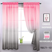 Gradient Sheer Curtains 1pc Two-Tone Top and Bottom Wear Rod Style Home Decor