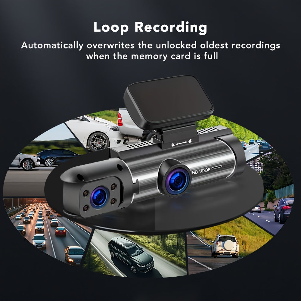 Car Dash Cam Front and Inside 1080P Night Vision Loop Recorder Wide Angle