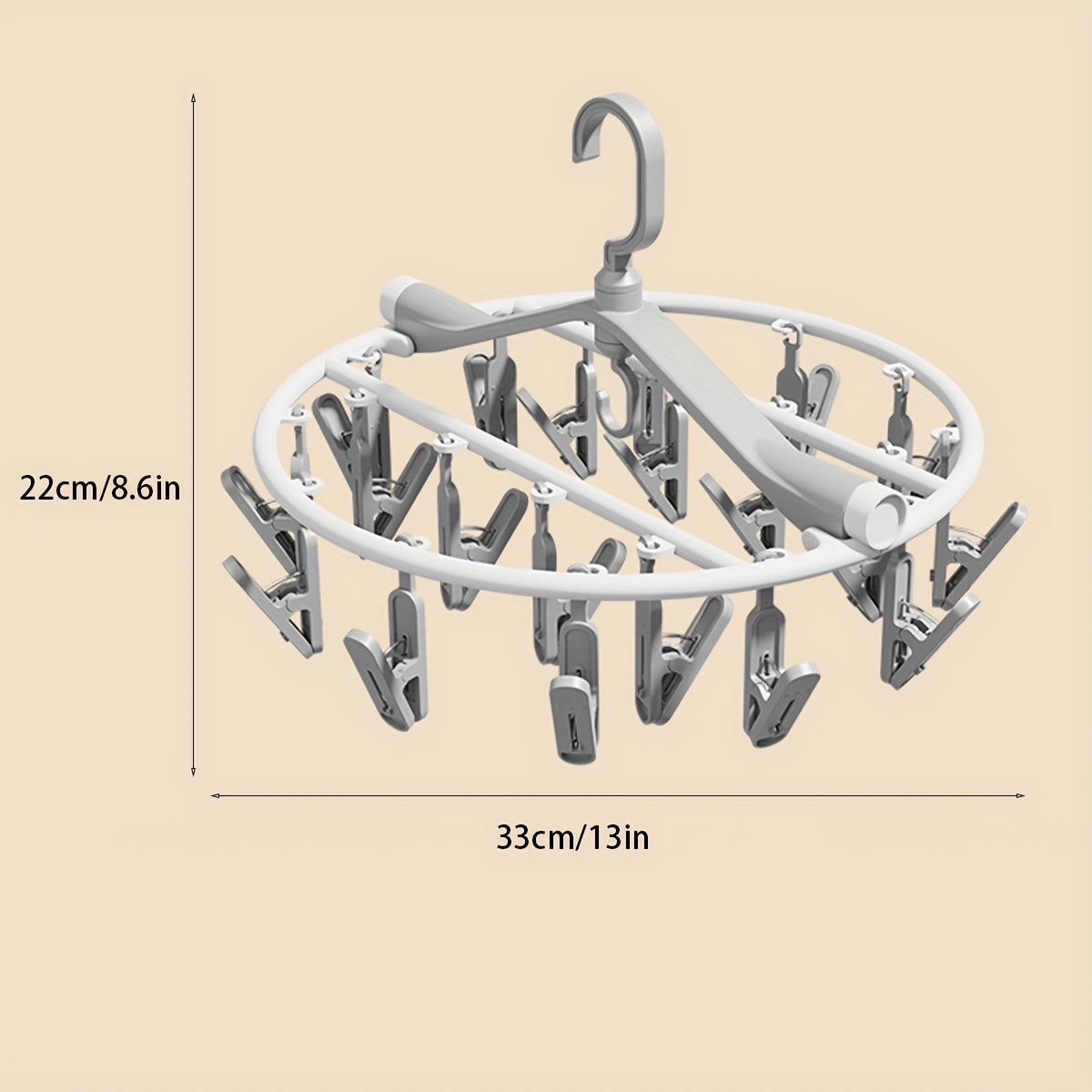 Multi-Functional Sock Hanger with Clothespins Foldable Underwear Drying Rack Windproof Hook