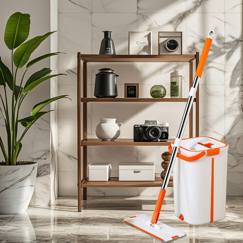 2-in-1 Dry and Wet Mop and Bucket Set for Kitchen Bathroom Living Room