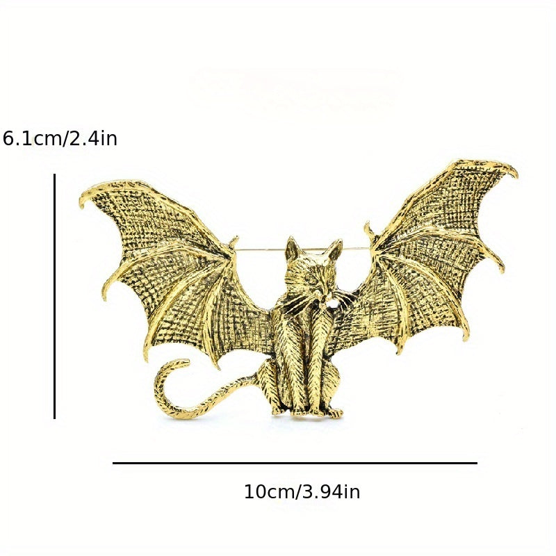Retro Style Cat Brooch with Wings for Women Elf Themed Party Gift