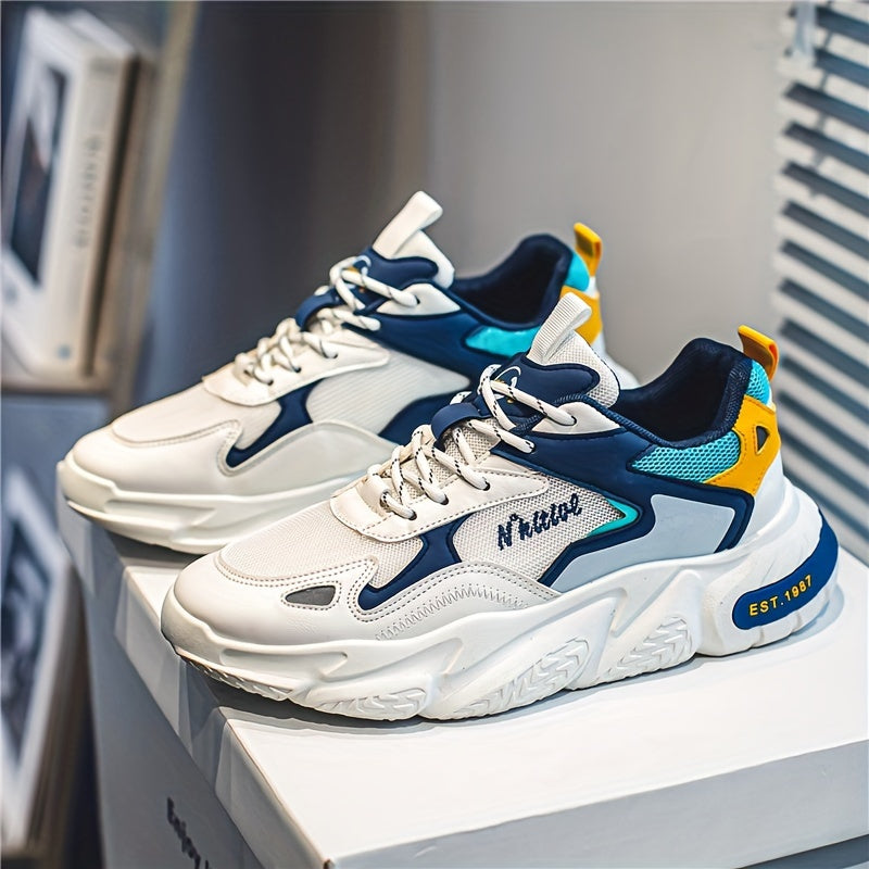 Men's Casual Chunky Sneakers with Soft Foam Sole Non-Slip Lace-Up Outdoor Shoes