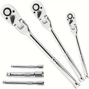 6-Piece Chrome Vanadium Flex-Head Ratchet Set With Extension Bars
