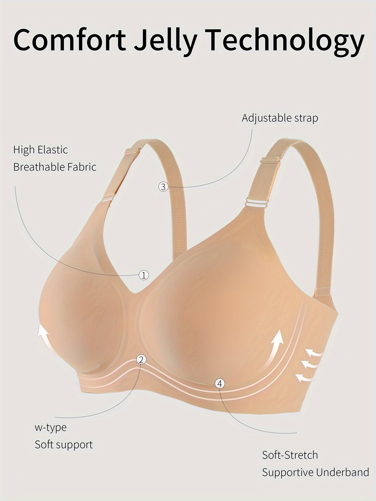 Women's Seamless Wireless Bra Medium Support Solid Knit Fabric Full Coverage Spandex Nylon
