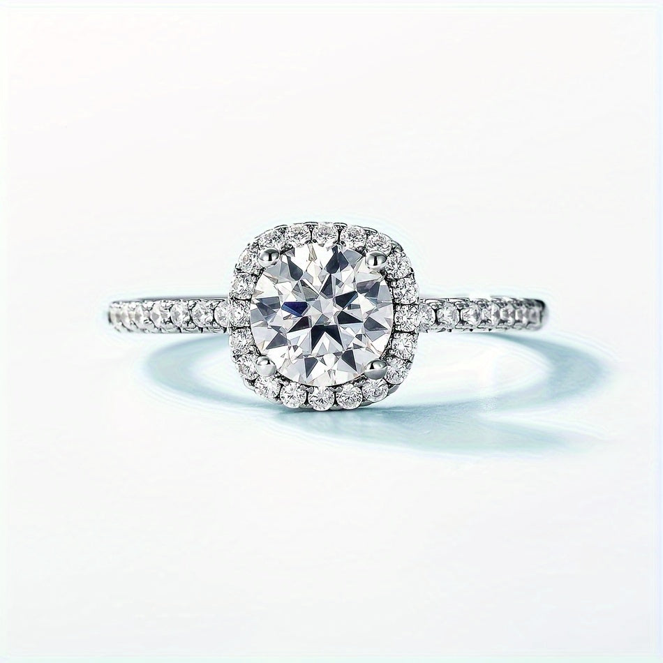 Sterling Silver Ring with Moissanite 6.5mm 0.98CT Elegant Jewelry for Daily Wear