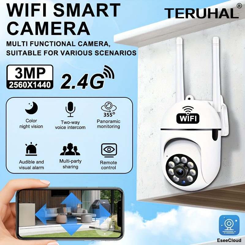 Aqlli xavfsizlik kamerası 3MP kechqurun ko‘rish WiFi avtomatik izlash AI harakatni aniqlash