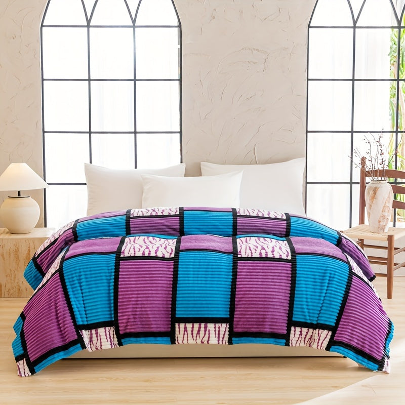 Plaid Flannel Throw Blanket Lightweight Durable Woven Polyester for All Seasons