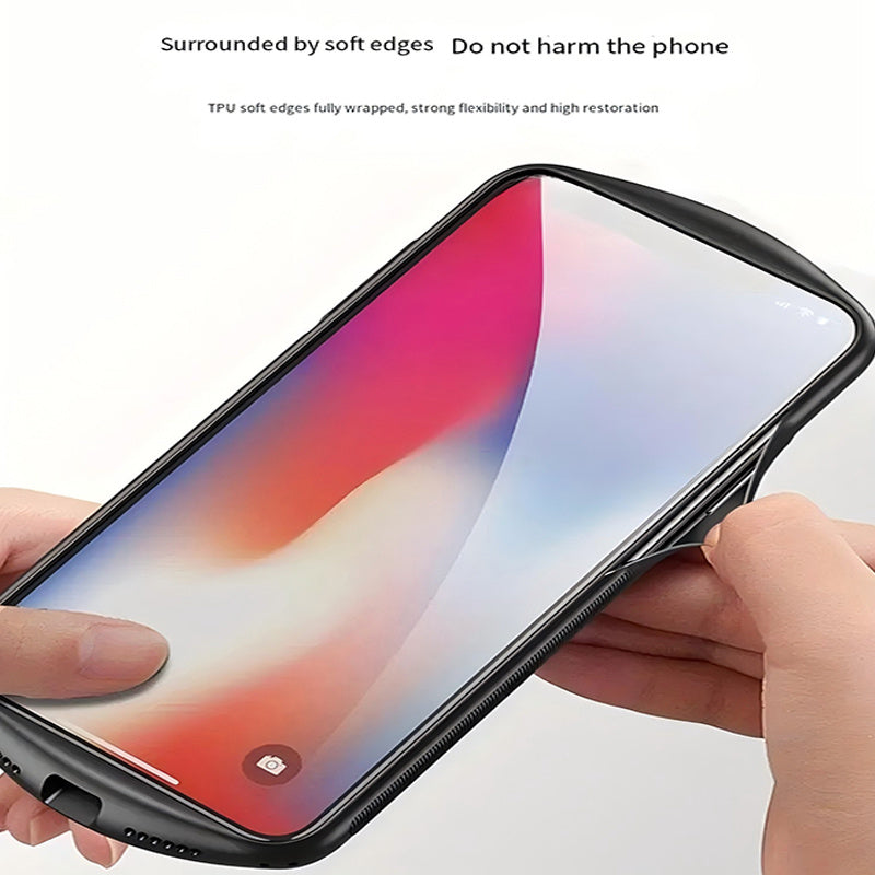 Oval Glass Phone Case for iPhone 11-16 Shockproof Anti-Fall Shield Tempered Glass