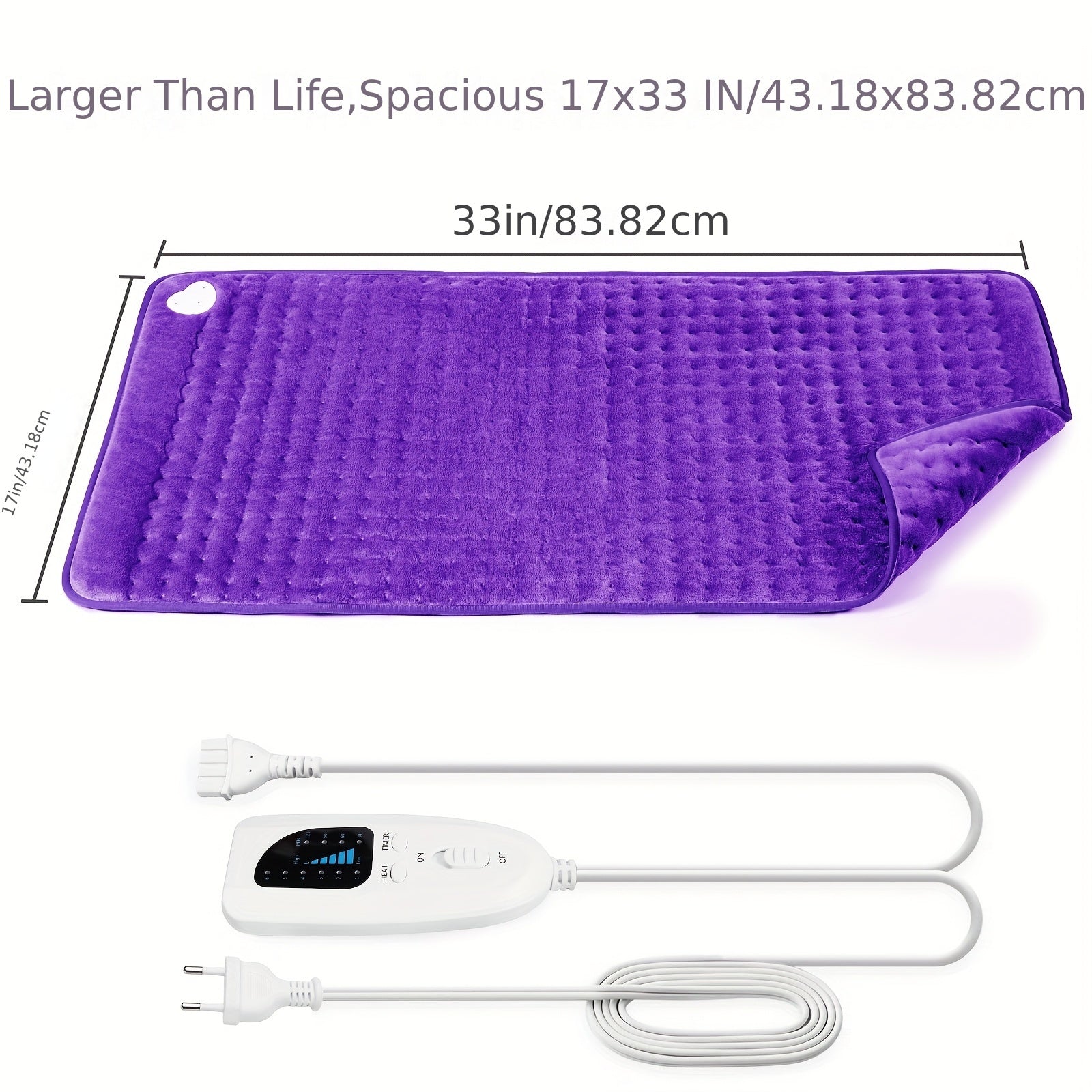 XL Heating Pad 6 Heat Levels 140°F Max 30x60 cm Flannel Washable