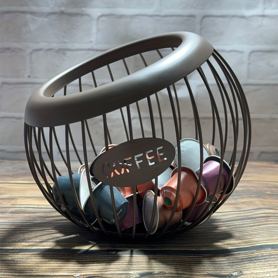 Slanted Iron Coffee Capsule Basket for Organizing and Decor in Living Room