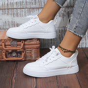 Girls White Casual Sneakers with Non-Slip Rubber Sole and Breathable Fabric Lining