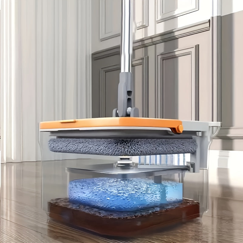 O'z-o'zini tozalash mop va qopqog'li seti, 4 ta qayta ishlatiladigan mato bilan, yashash xonasi va hammom uchun