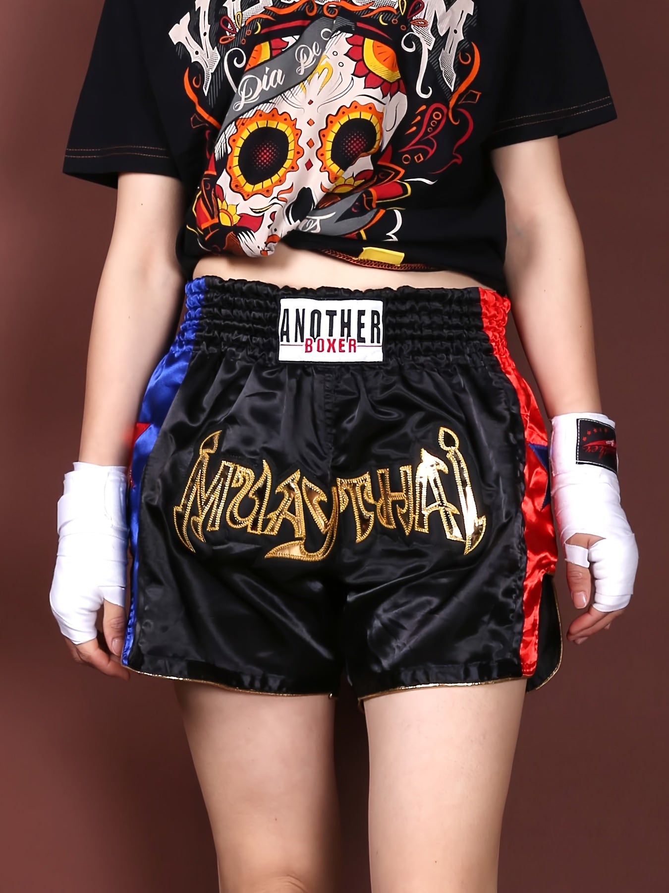Boxing Training Shorts Lightweight Non-Stretch Polyester Padded Support for Combat Sports in Black Blue Red