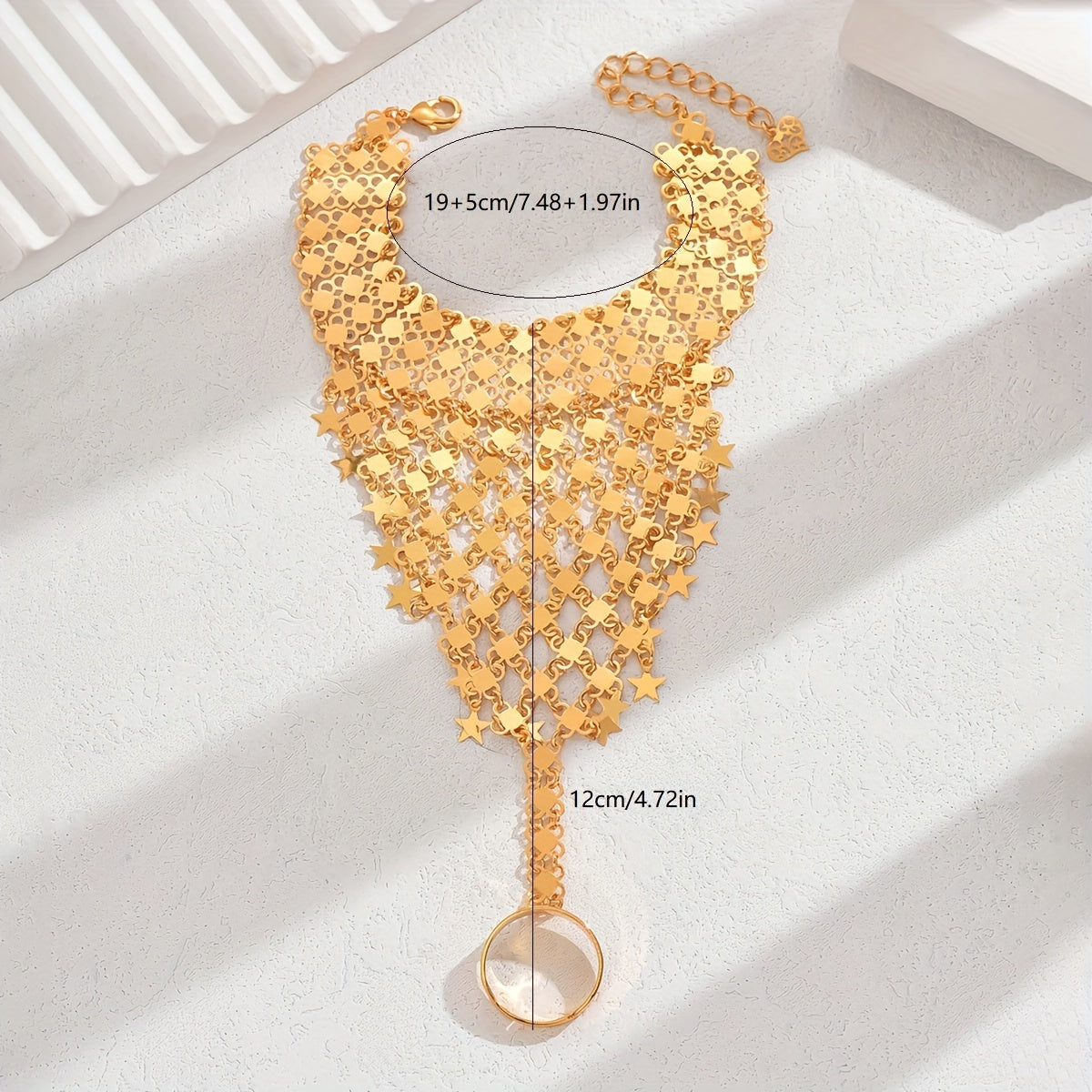 Gold-Plated Star Ring and Bracelet Set Vintage Charm Jewelry for Women