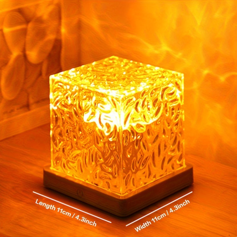 Luz nocturna LED de ondas de agua recargable por USB con brillo ajustable para dormitorio y sala de juegos