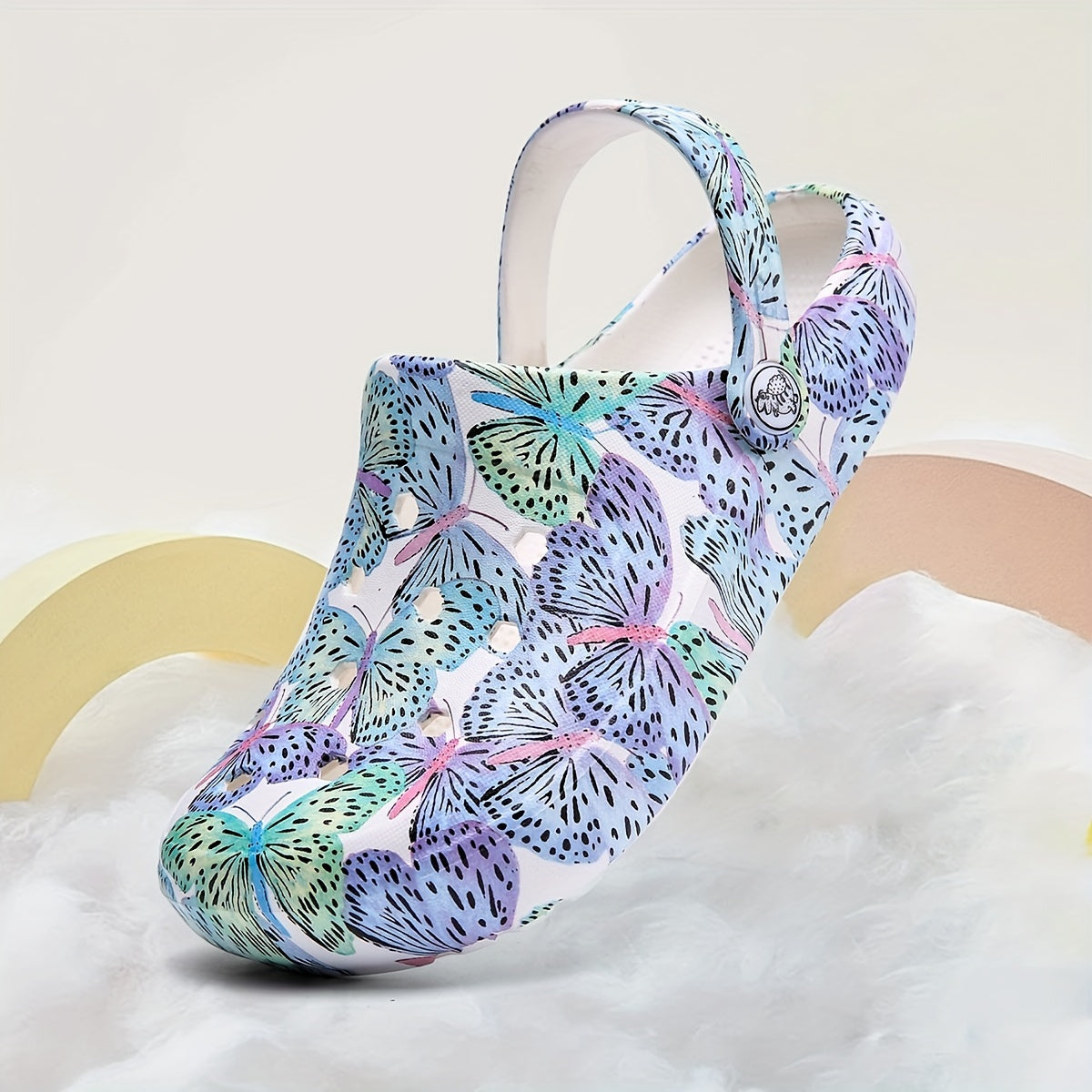 Women's Cartoon Print Lightweight Flat Home Garden Clogs Breathable Non-slip