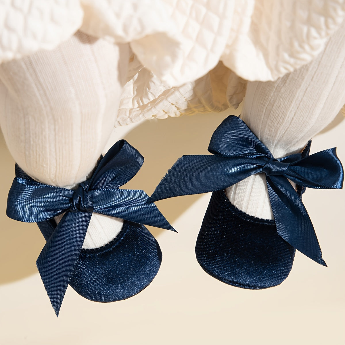 Infant Baby Girls Soft Sole Mary Jane Flats with Bowknot and Rubber Sole