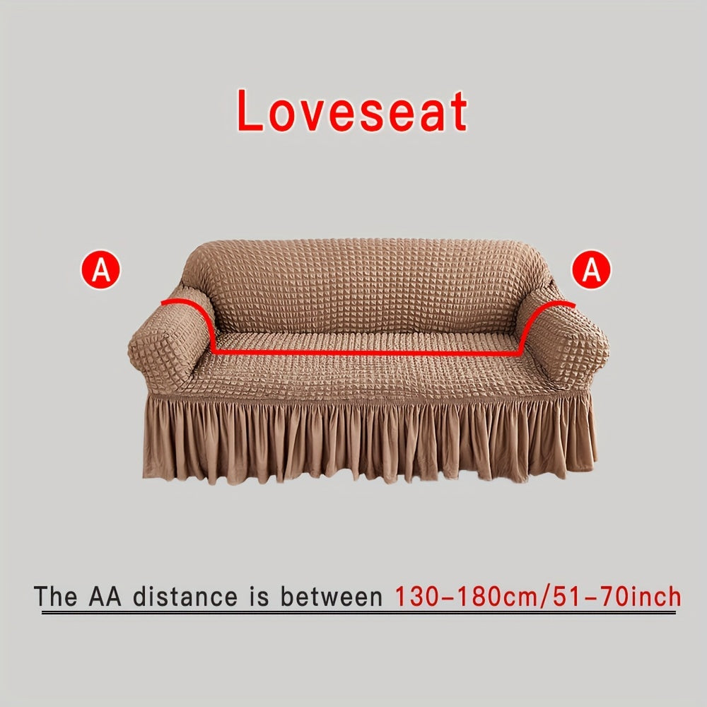 Beige Elastic Sofa Cover Fits All Sizes Machine Washable Living Room