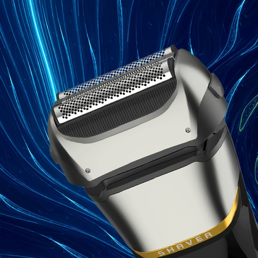 LED displey va yaqin, qulay qirqish uchun pop-up trimmer bilan jihozlangan erkaklar uchun qayta zaryadlanadigan nam/quruq elektr qirqish mashinasi.