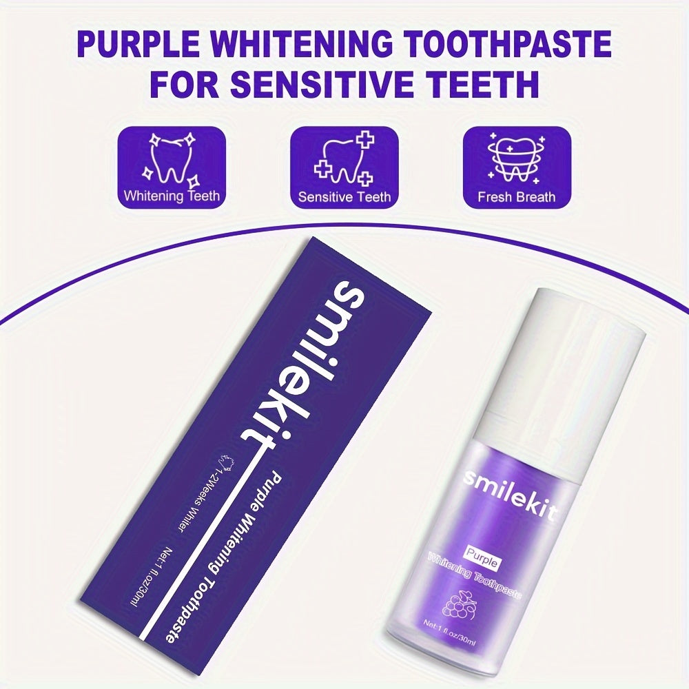 Purple Whitening Toothpaste Grape Flavored Deep Clean Paste for Fresh Breath 1 Pack
