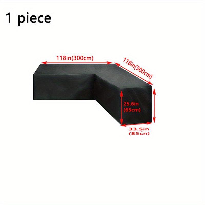 L-Shaped Outdoor Sofa Cover Waterproof Patio Furniture Protector Black Drawstring