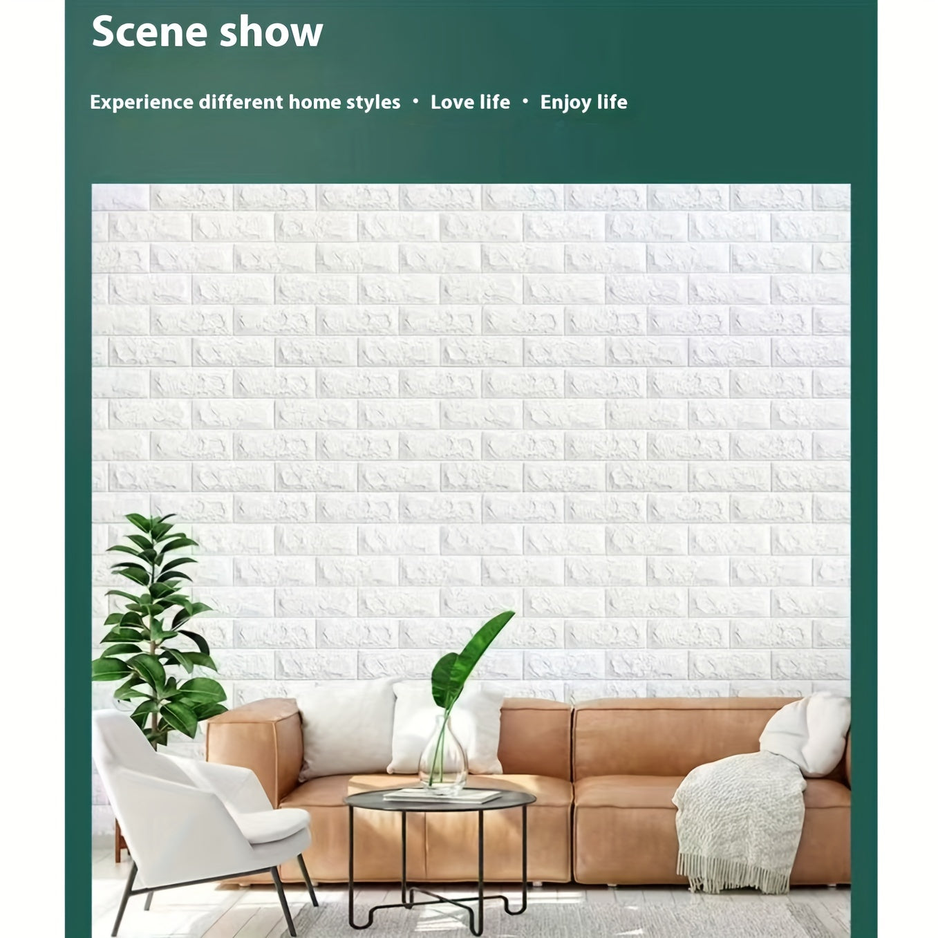 15pcs 3D Retro Brick Pattern Wall Tile Stickers Waterproof Easy to Apply for Kitchen Bathroom Living Room