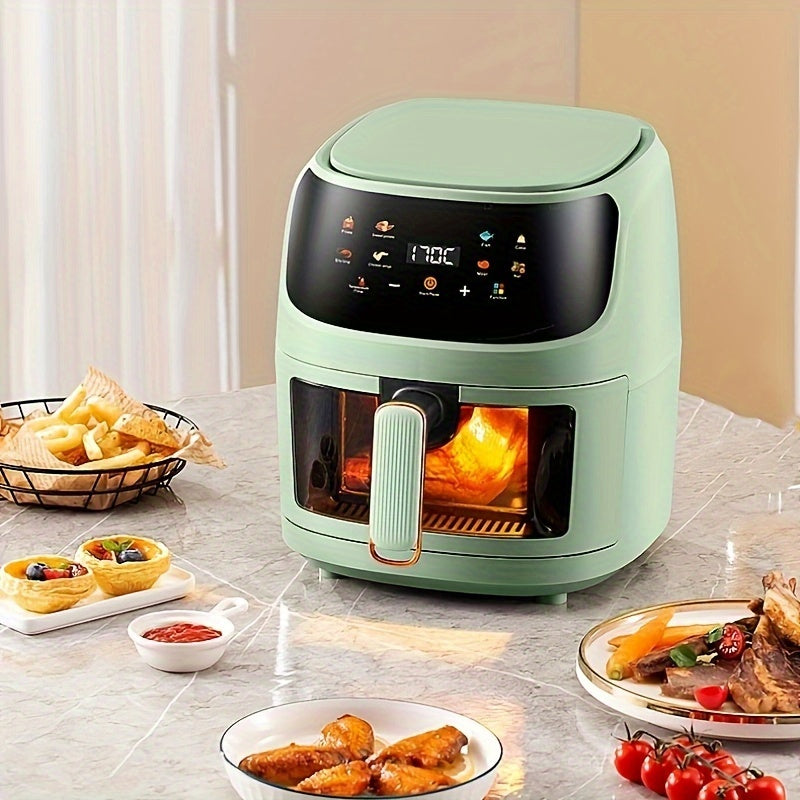 Rangli displeyli 6L havo fritüzeri, tosh bilan boshqariladigan sensorli panel, tovuq frizlarini pishirish va boshqalar uchun, 1400W, bardoshli temir