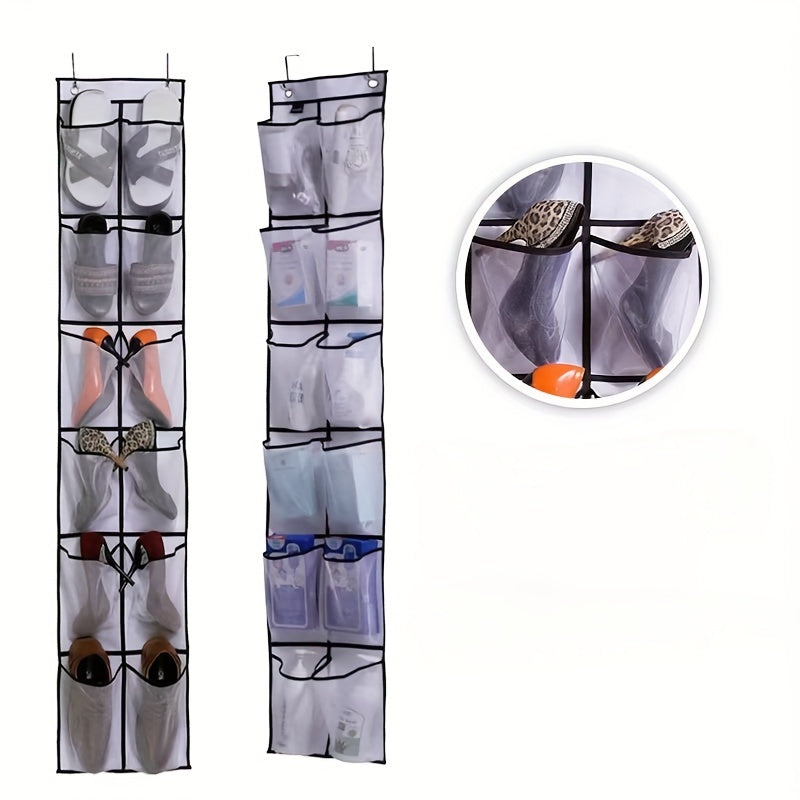 Expandable Mesh Shoe Organizer with 12 Compartments for Shoes and Accessories