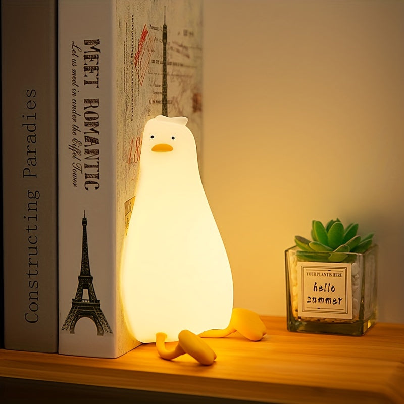 Luz nocturna de pato de silicona con control táctil regulable para mesita de noche y ambiente en el dormitorio