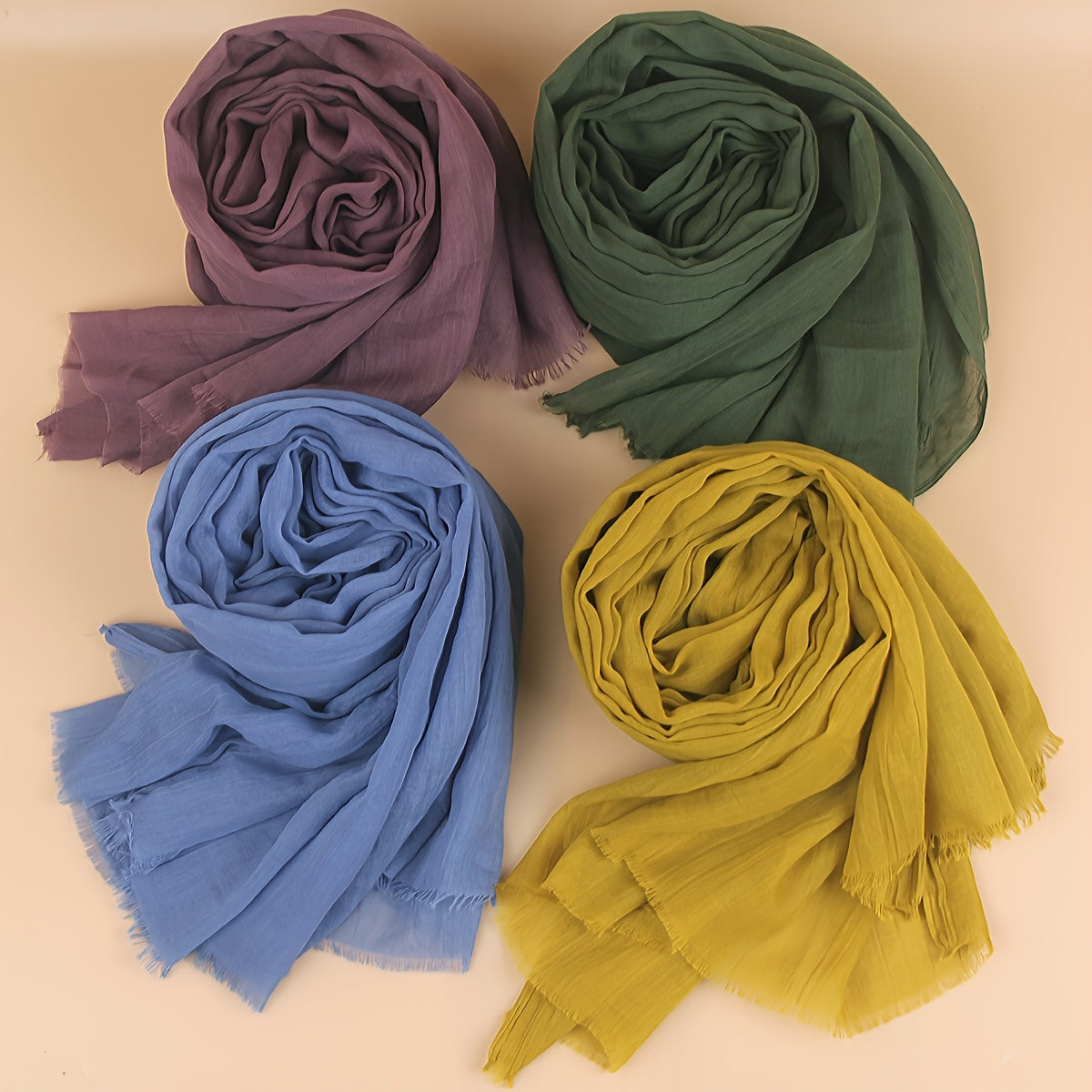 Women's Lightweight Solid Color Scarf Shawl Breathable Soft Polyester Sun Protection