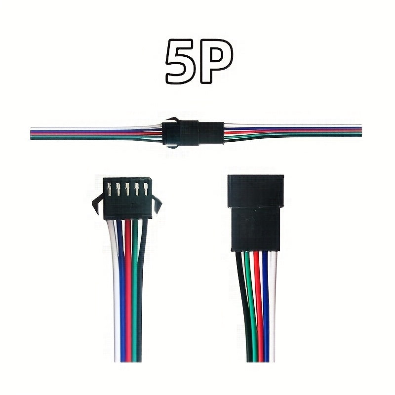 5 Pairs JST SM Series Male Female Cable Connectors for LED Strip Light Drivers 2/3/4/5/6 Pin