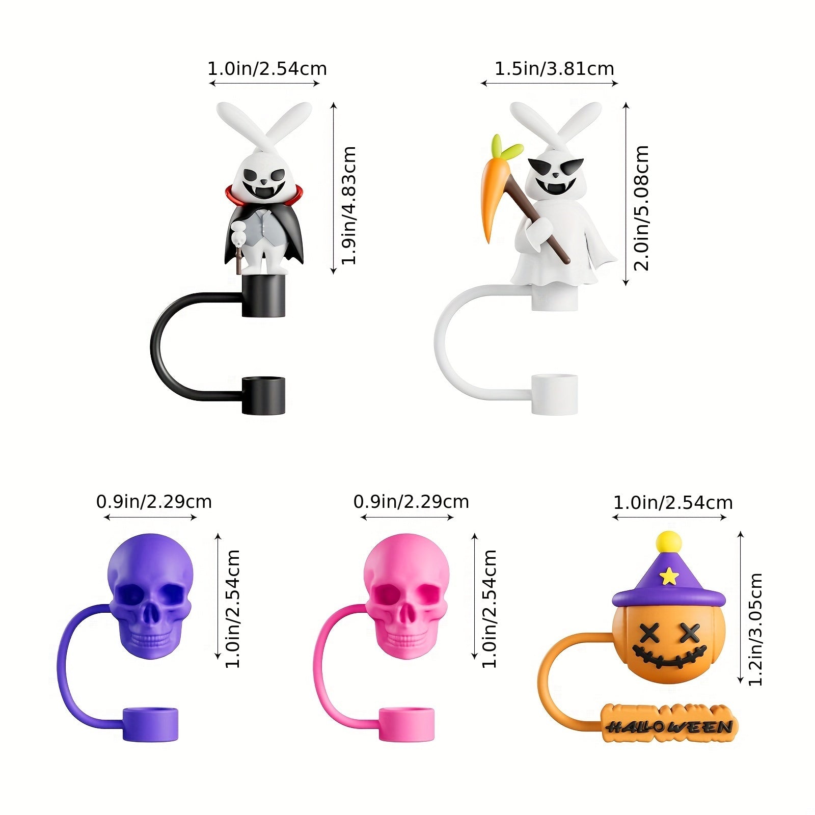 Halloween Themed Stainless Steel Water Bottles Set with BPA-Free Straws and Fun Lids 6 Pack