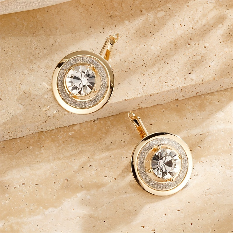 Gold-Plated Copper Earrings with Rhinestones for Women Stylish Jewelry for Everyday or Events