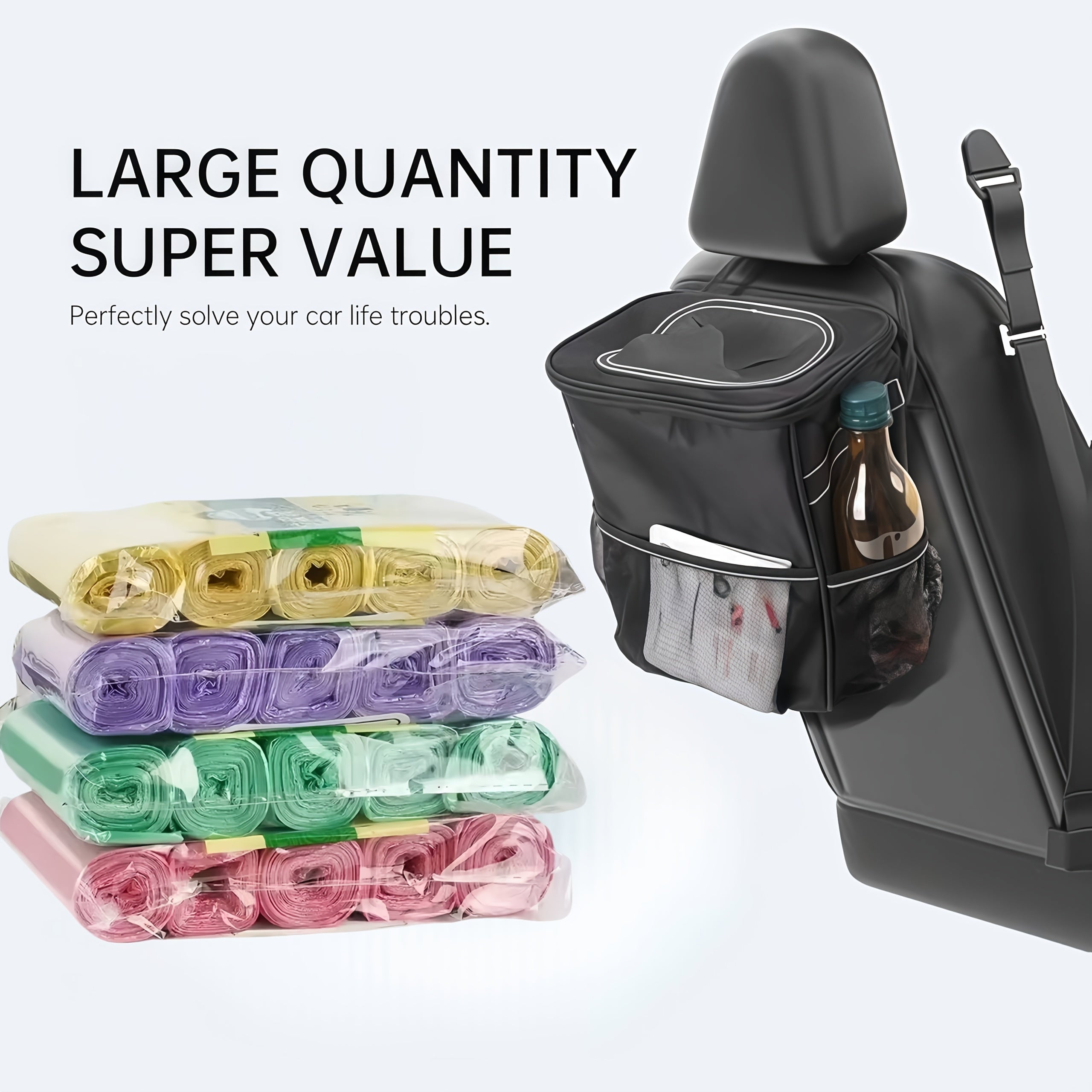 5 Rolls and 1 Pack Disposable Garbage Bags for Car Trash Can Office Kitchen