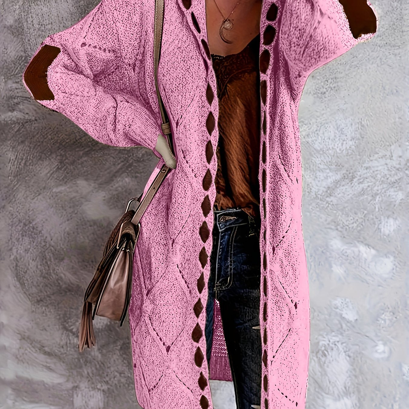 Women's Plus Size Hooded Cardigan Sweater with Faux Buttons and Raglan Sleeves