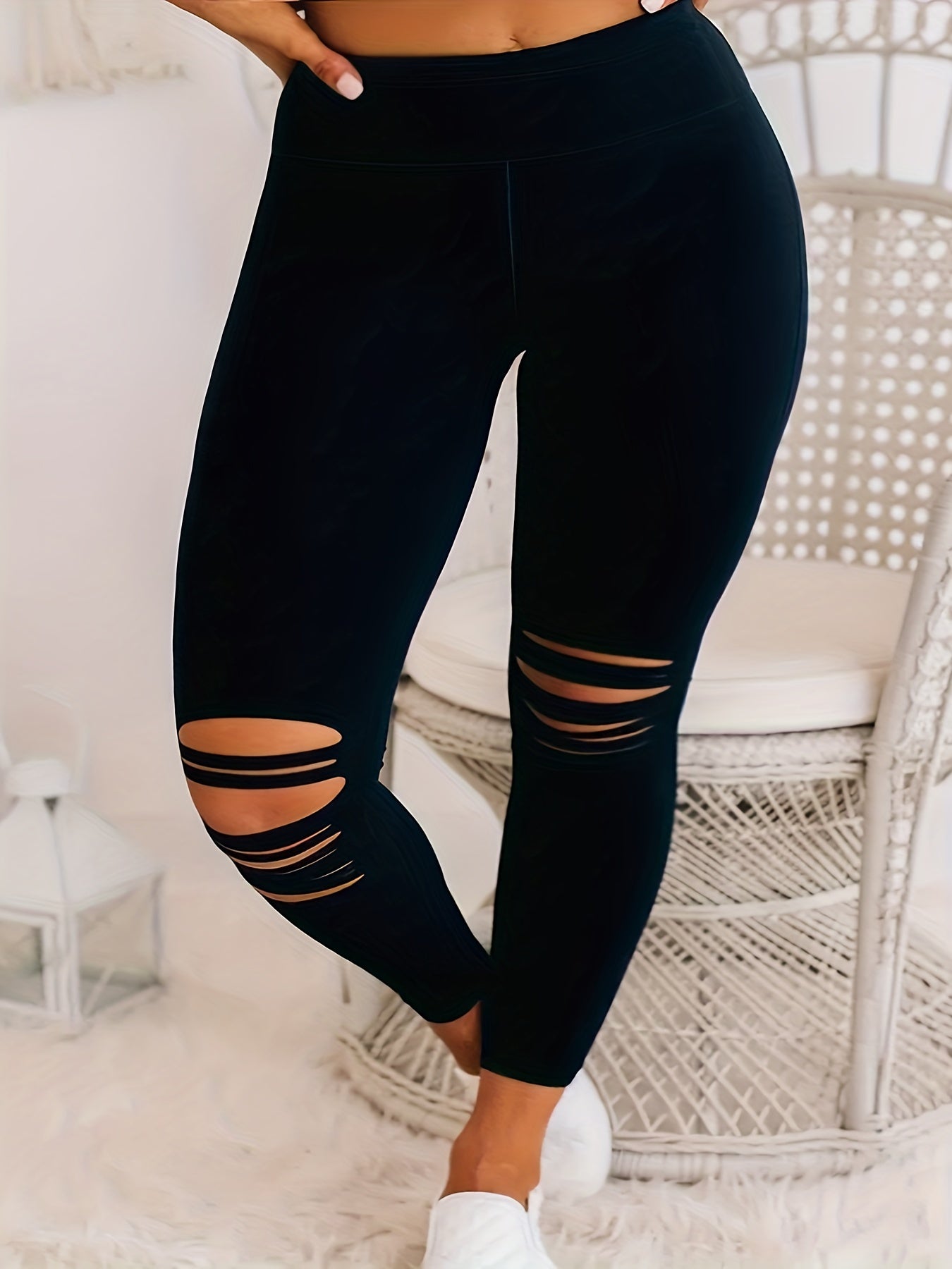 Plus Size Women's High-Waisted Skinny Leggings Non-See-Through Stretchy Pants