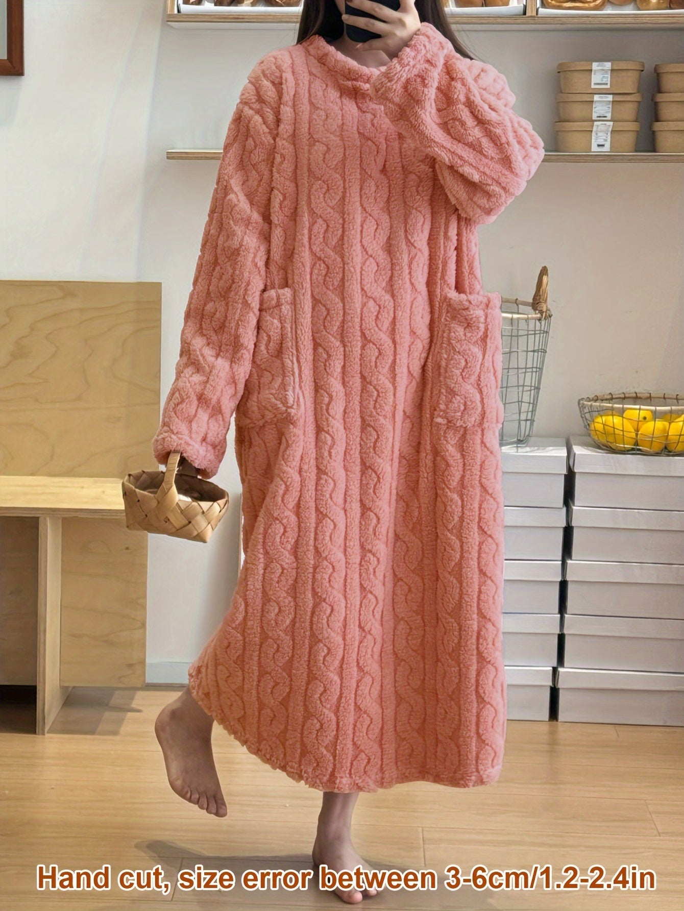 Vestido de talla grande para mujer cálido de manga larga para invierno, mono sobre la rodilla