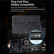 24Pin 90 Degree Power Supply Converter for ATX Motherboards Matte Finish Horizontal Cable Routing
