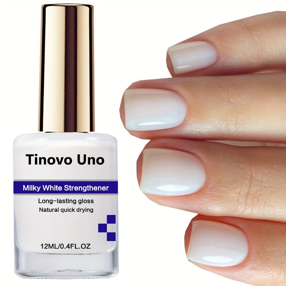 Women Milk White Nail Strengthener 12ml Long-Lasting Shine Quick Dry
