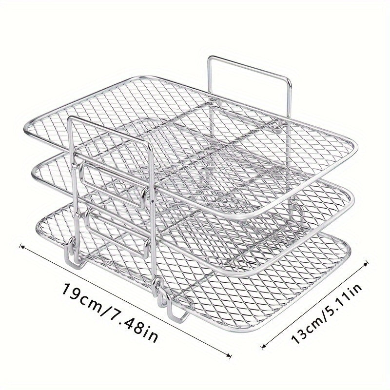 Stainless Steel Air Fryer Rack with Multi-Tier Dehydrator Stand and Oil Brush