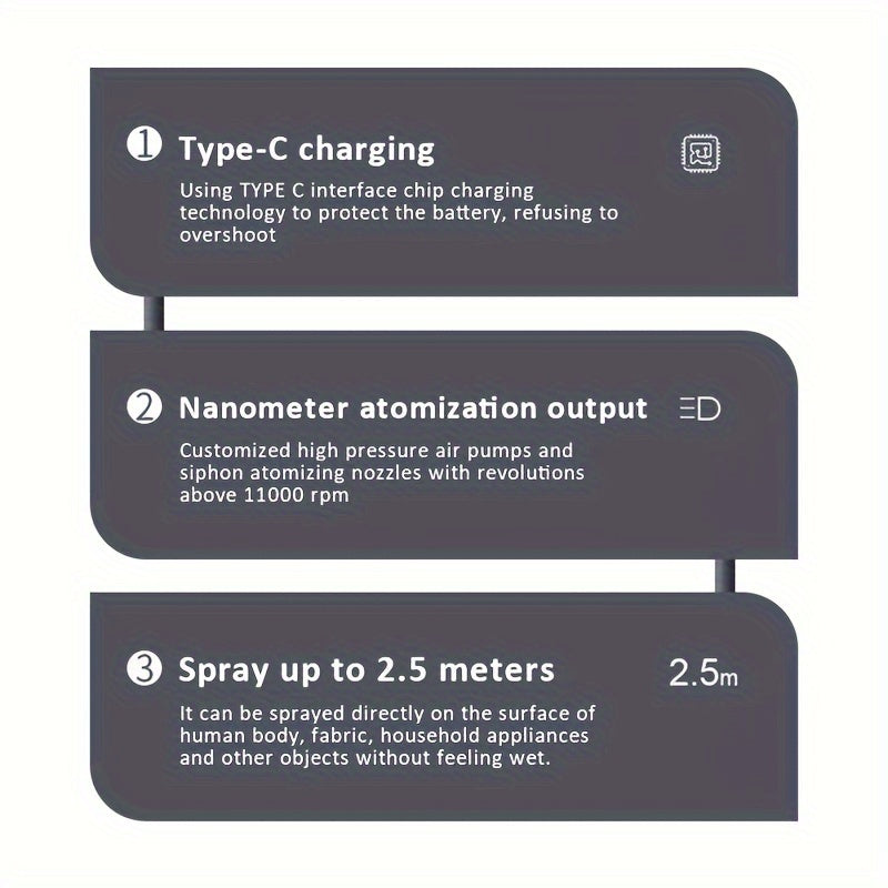 300ml Electric Nano Spray Gun Humidifier Air Freshener Diffuser USB Rechargeable Blue Light Atomizer